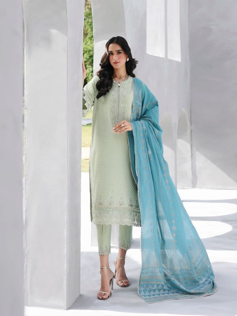 Embroidered Jacquard Suit - EWU6V3-33462-3P