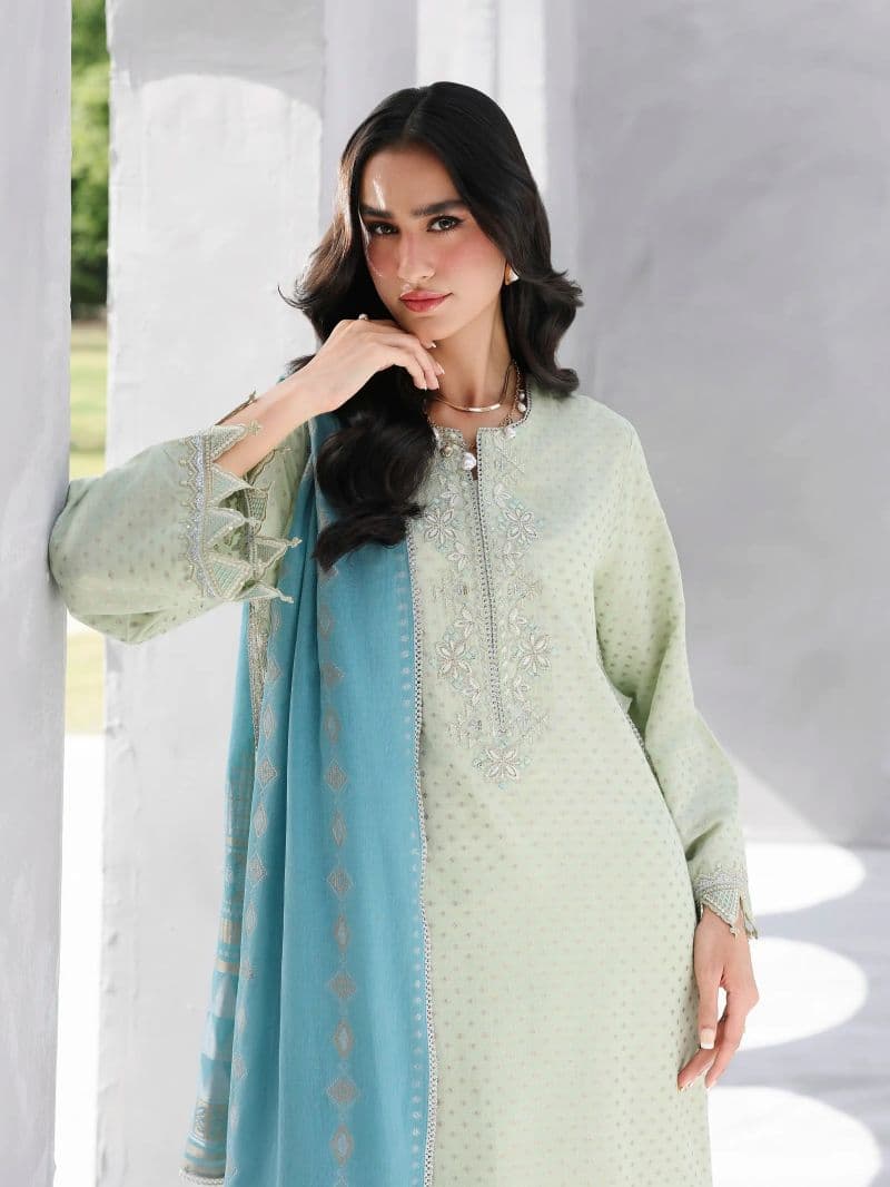 Embroidered Jacquard Suit - EWU6V3-33462-3P