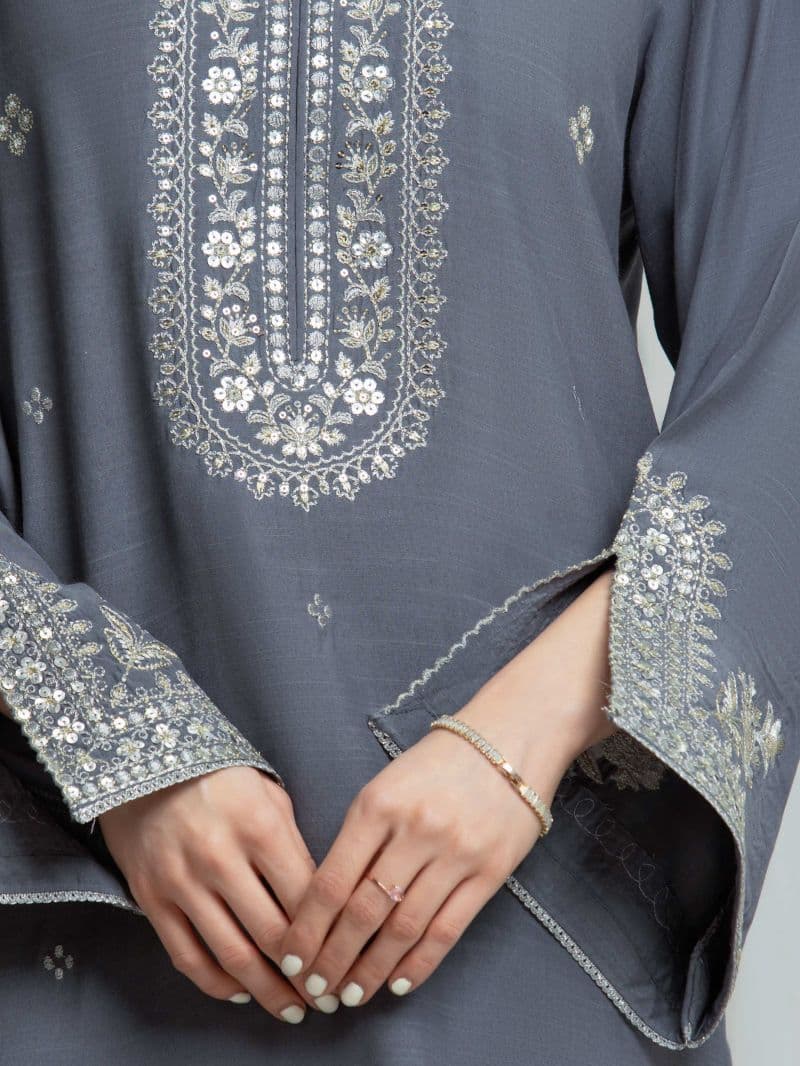 Embroidered Silk Suit - EWU6V16-32097-3P