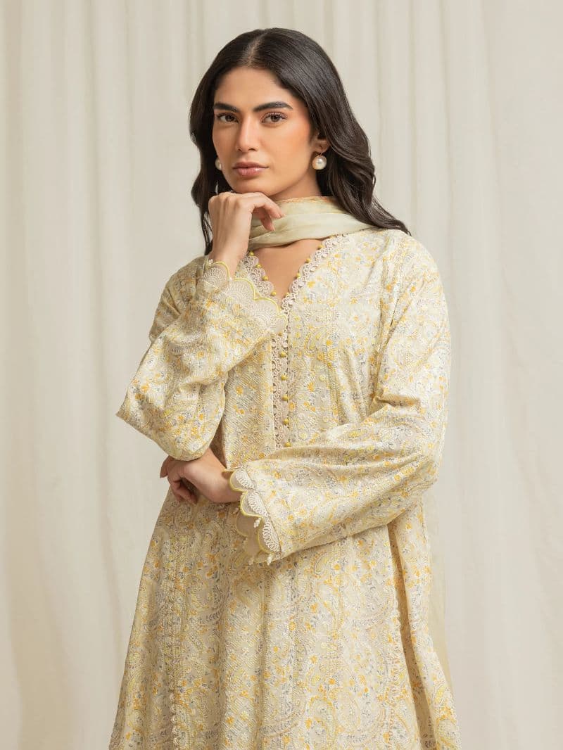 Embroidered Cambric Suit - EWU6V2-33502-3P