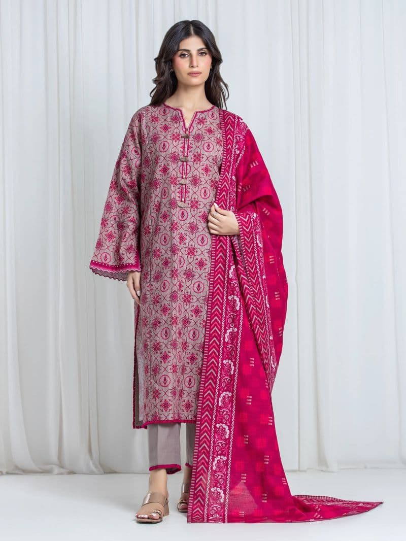 Printed Khaddar Suit - EWU6A3-37067-3P