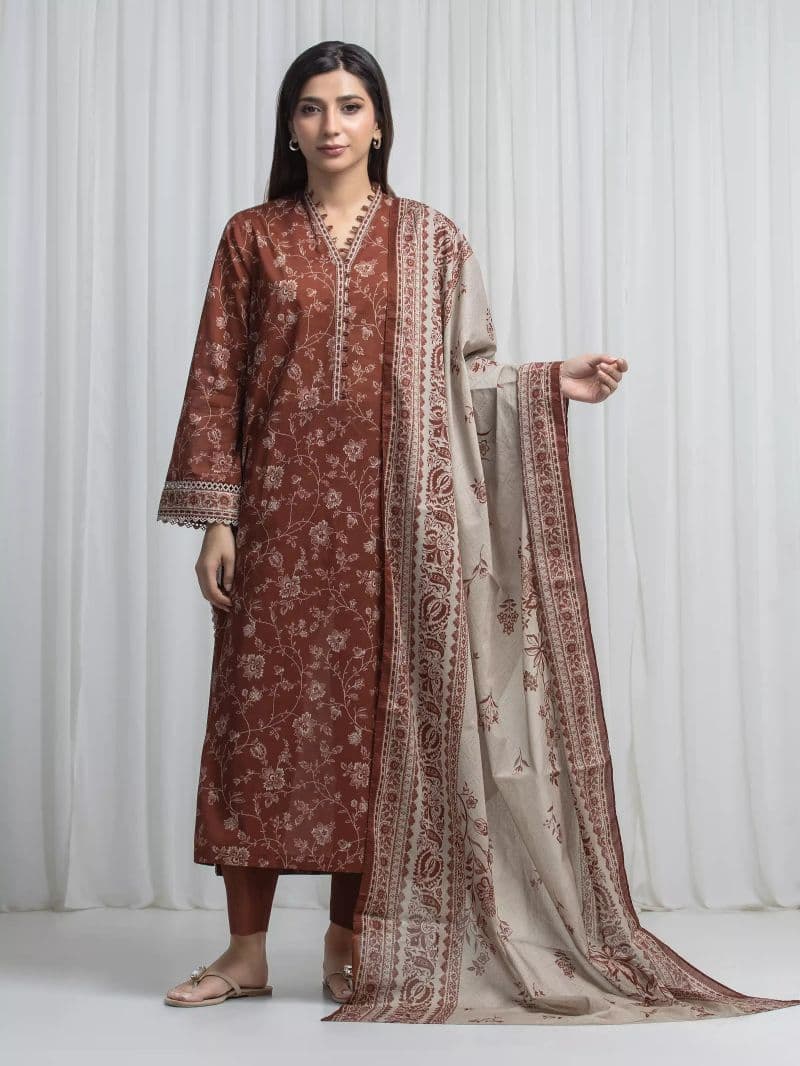 Printed Khaddar Suit - EWU6A3-37005-3P
