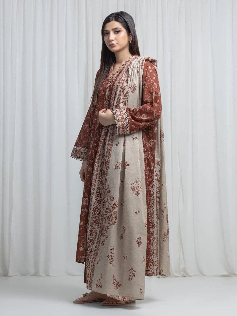 Printed Khaddar Suit - EWU6A3-37005-3P
