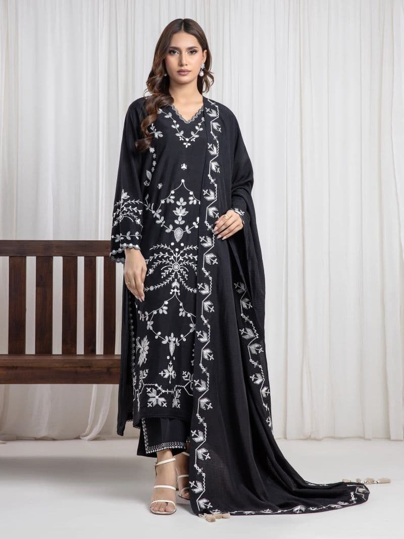 Embroidered Viscose Suit - EWU6V19-34017-3P