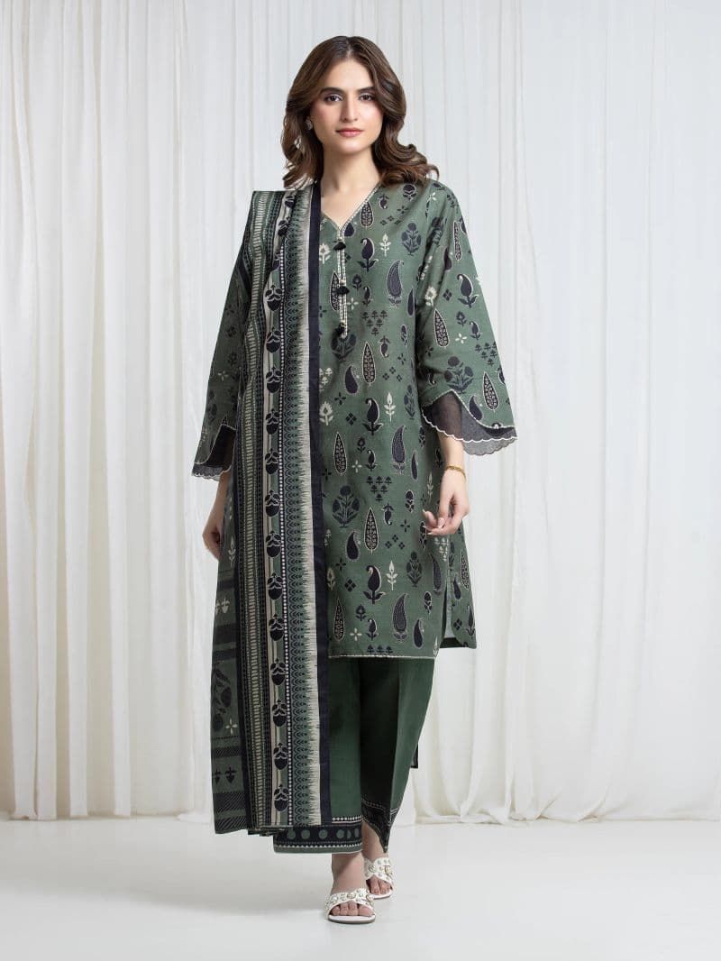 Printed Khaddar Suit - EWU6A3-37098-3P