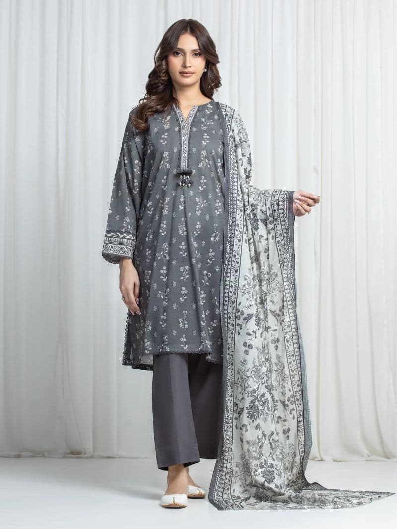 Printed Khaddar Suit - EWU6A3-37023-3P