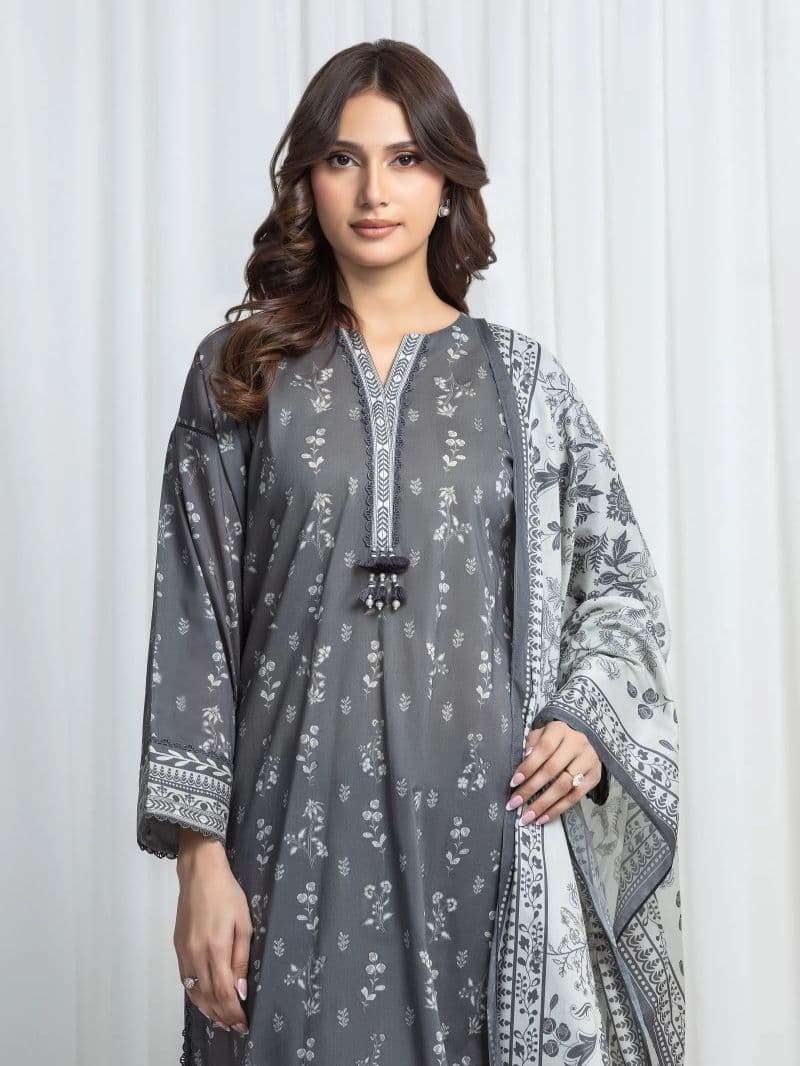 Printed Khaddar Suit - EWU6A3-37023-3P