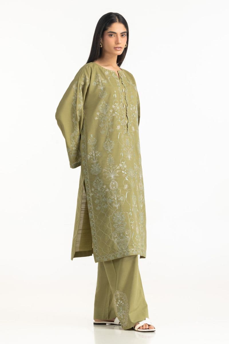 Cotton Viscose Slub Embroidered Co-Ord Set