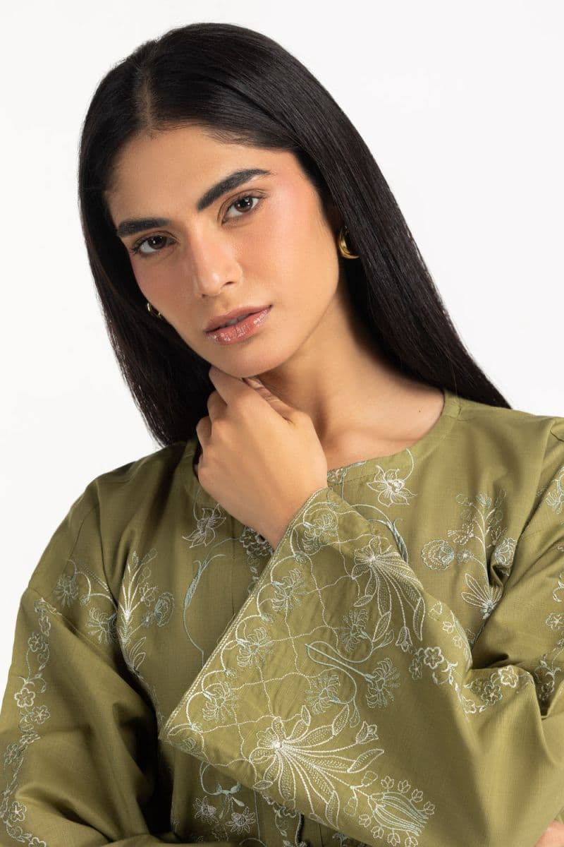 Cotton Viscose Slub Embroidered Co-Ord Set