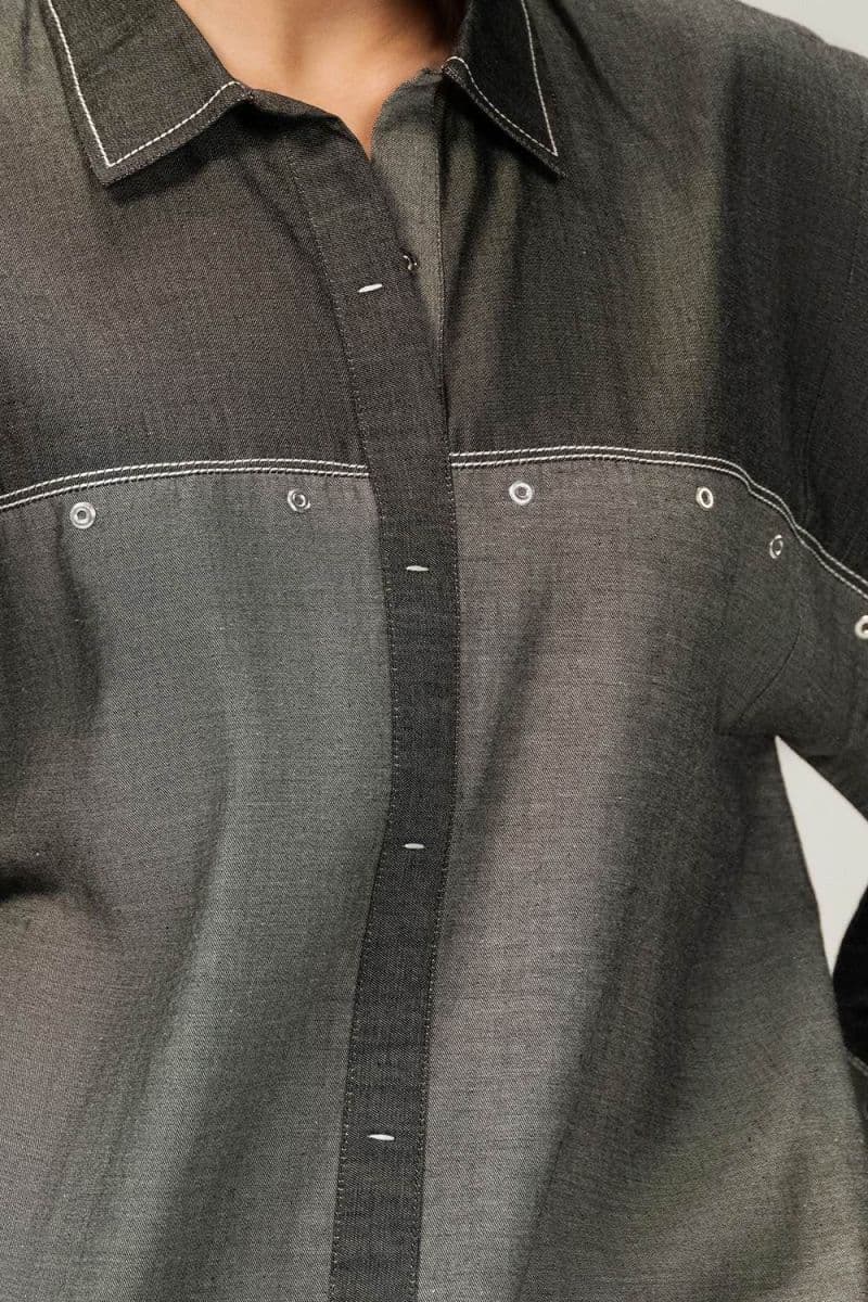 Denim Embellished Button Down Shirt thumbnail