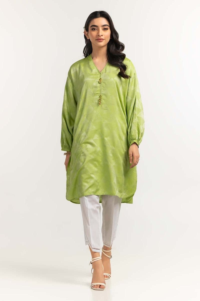 Dyed Self Jacquard Embelished Shirt