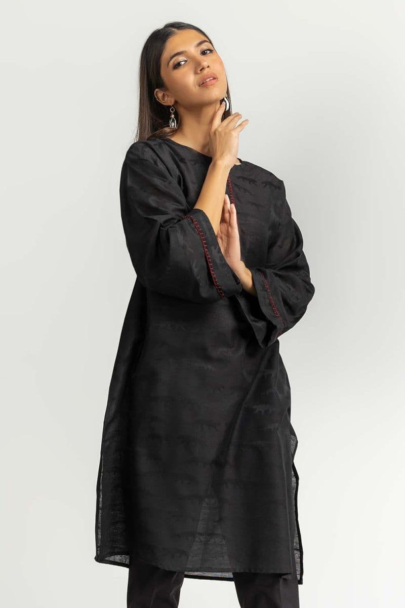 Dyed Self Jacquard Embelished Shirt thumbnail