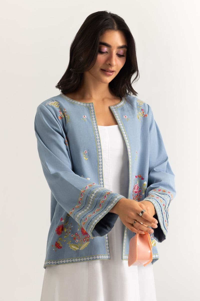 Denim Embroidered Waistcoat thumbnail