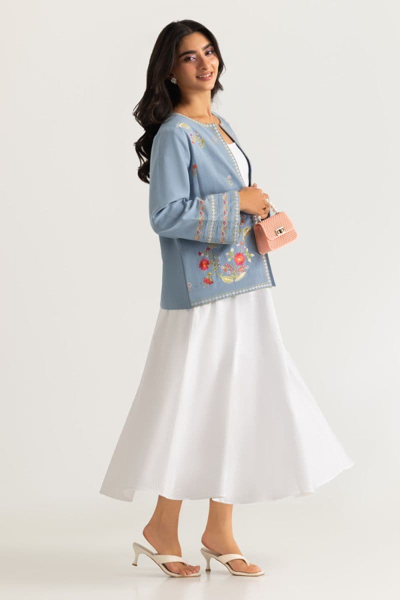 Denim Embroidered Waistcoat thumbnail