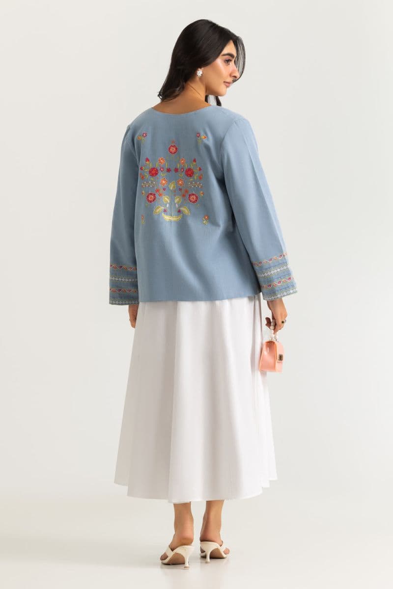 Denim Embroidered Waistcoat thumbnail