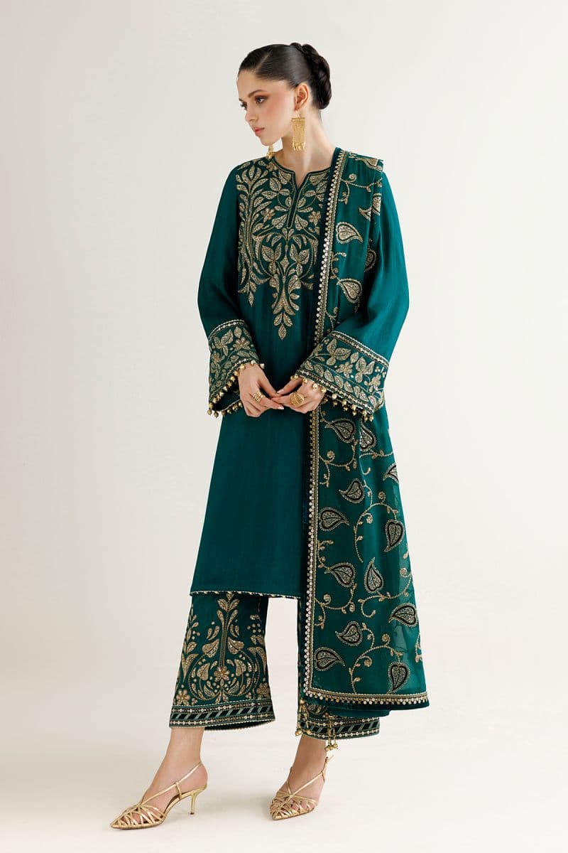 EMBROIDERED RAW SILK UR-7092