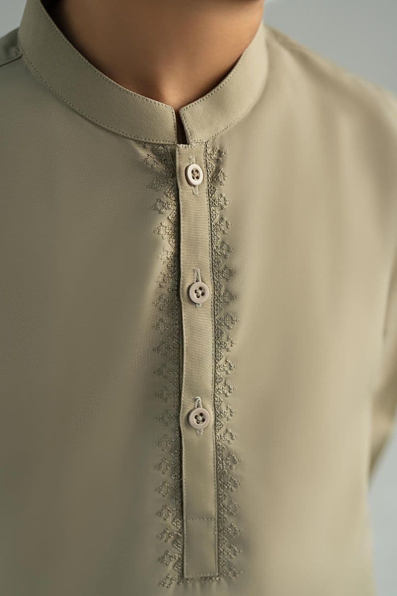 2 Piece Embroidered Blended Suit