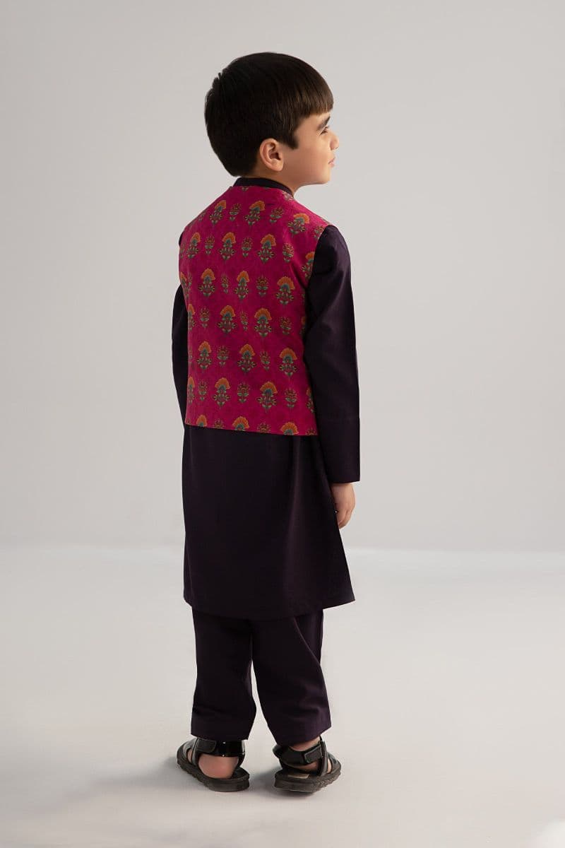 3 Piece Printed Blended Suit