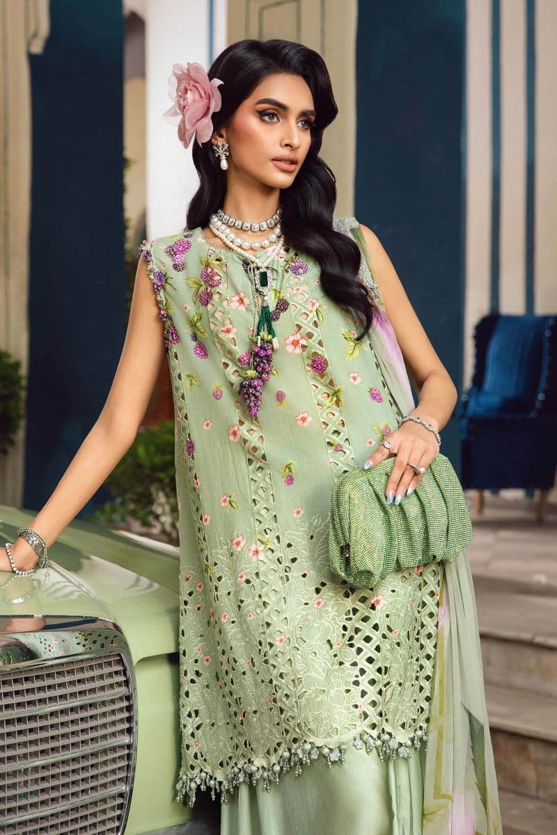 3 Piece Unstitched Embroidered Cambric Suit | MPT-2706-A thumbnail