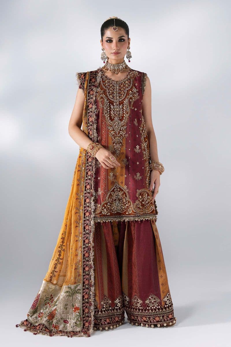 3 Piece Unstitched Embroidered Raw Silk Suit thumbnail