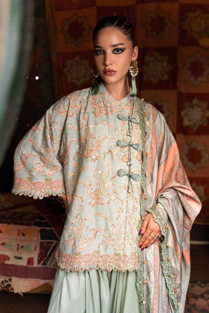 3 Piece Unstitched Embroidered Irish Linen Suit thumbnail