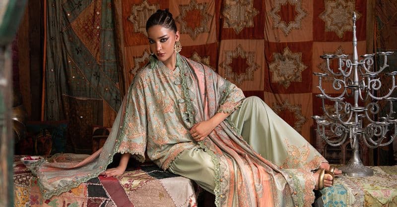 3 Piece Unstitched Embroidered Irish Linen Suit thumbnail