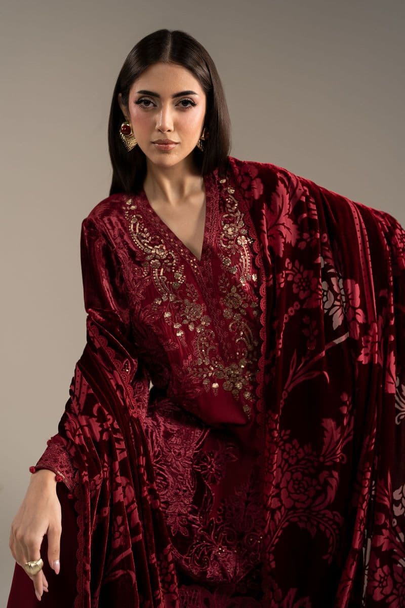 3 Piece Embroidered Velvet Suit thumbnail