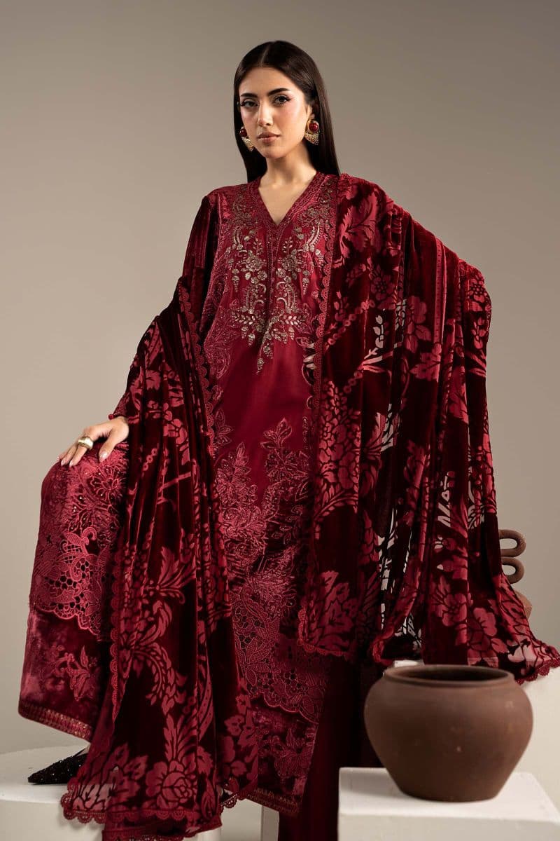 3 Piece Embroidered Velvet Suit thumbnail