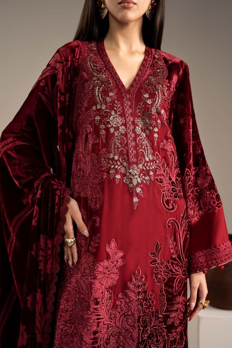 3 Piece Embroidered Velvet Suit thumbnail