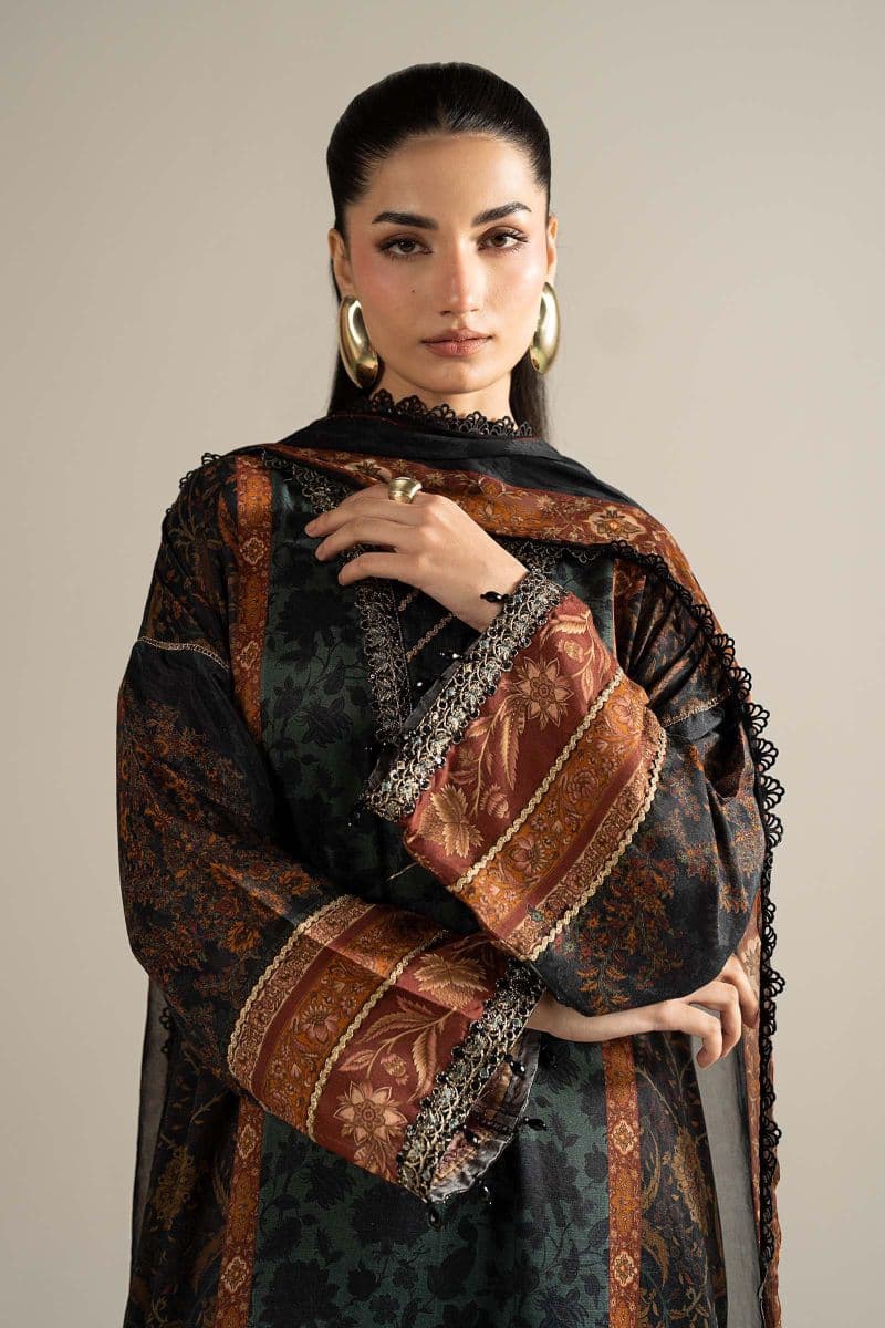 3 Piece Embroidered Raw Silk Suit thumbnail