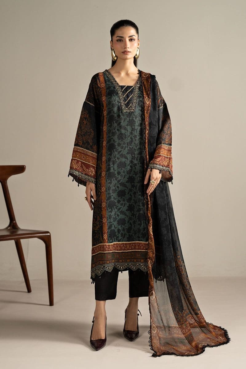 3 Piece Embroidered Raw Silk Suit thumbnail