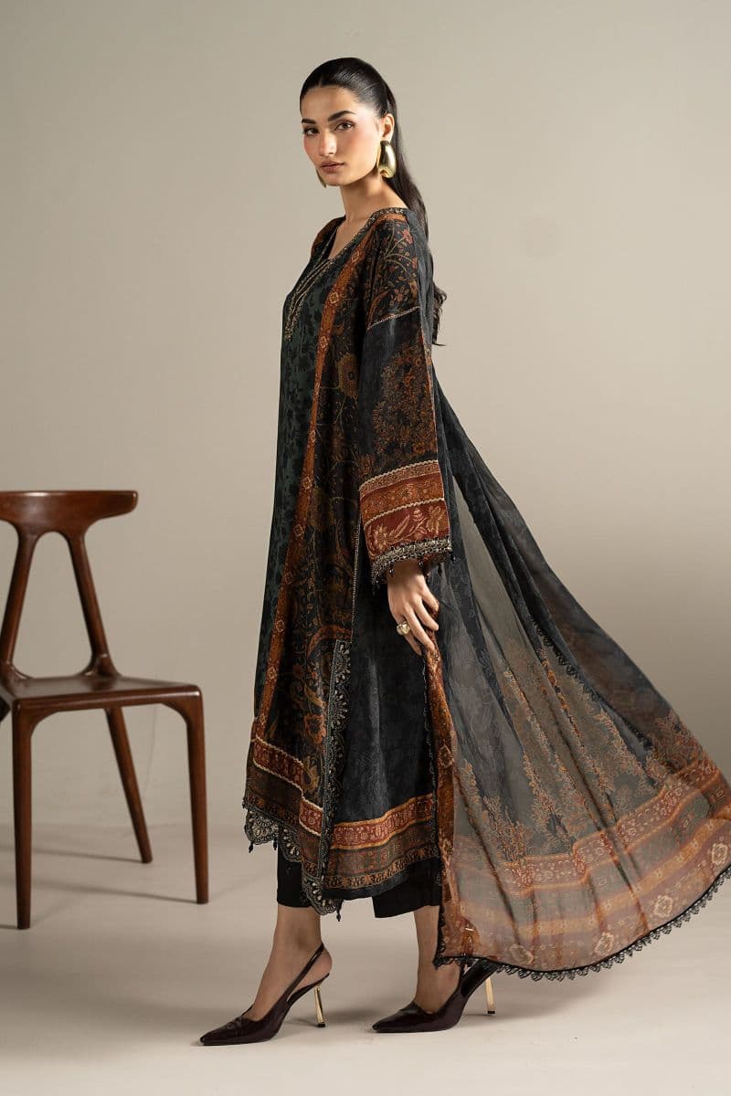3 Piece Embroidered Raw Silk Suit thumbnail