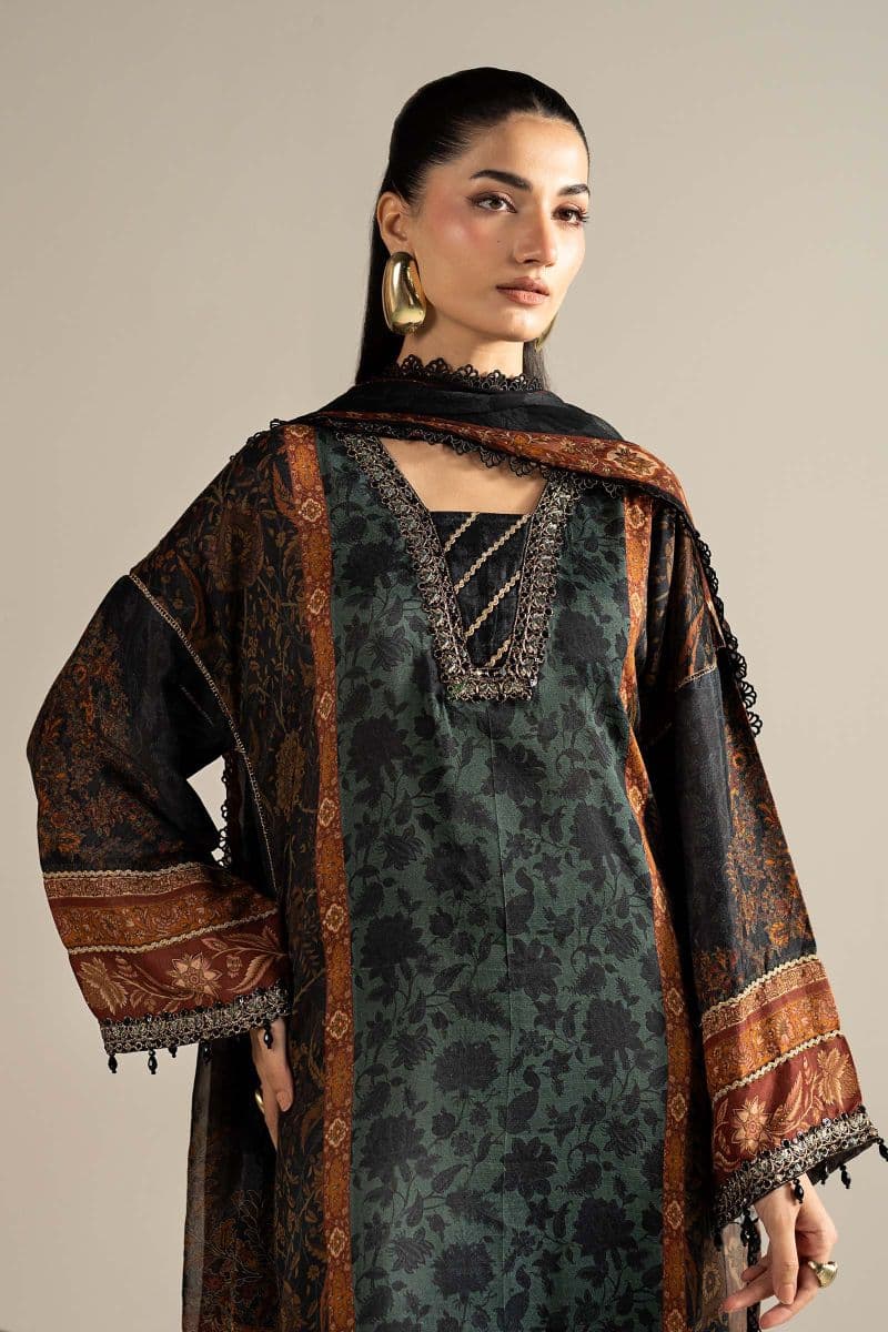 3 Piece Embroidered Raw Silk Suit thumbnail