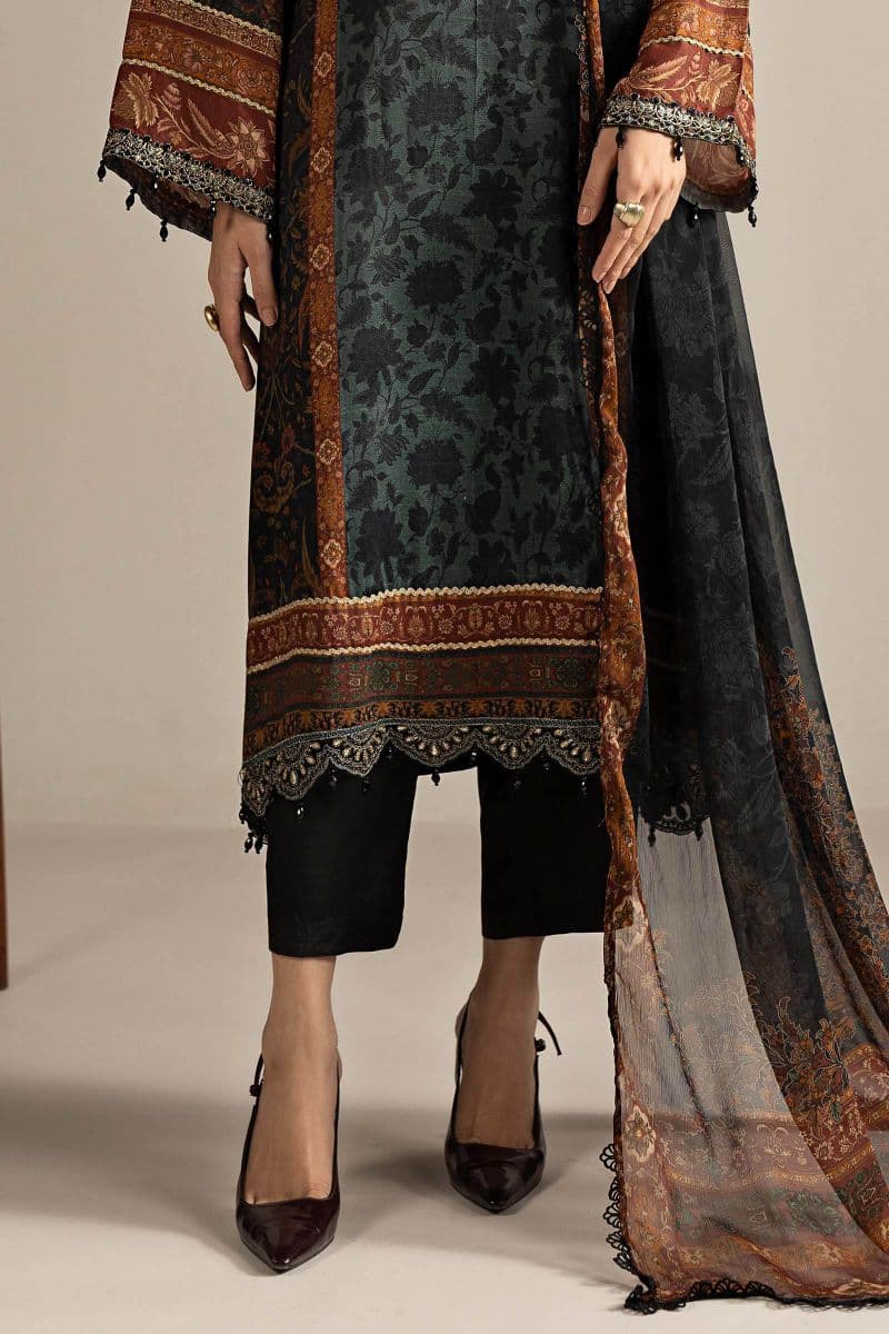 3 Piece Embroidered Raw Silk Suit thumbnail