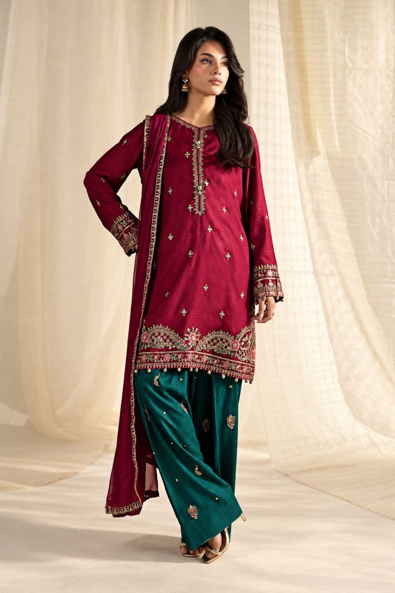 3 Piece Embroidered Dobby Linen Suit thumbnail