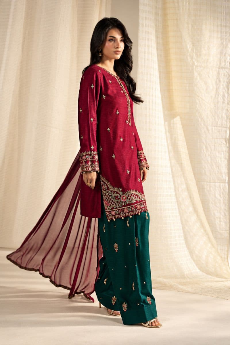 3 Piece Embroidered Dobby Linen Suit thumbnail