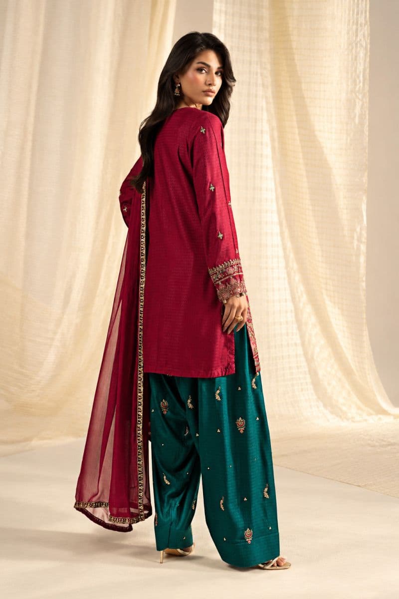 3 Piece Embroidered Dobby Linen Suit thumbnail