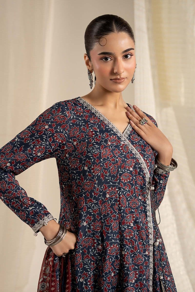 3 Piece Embroidered Raw Silk Suit thumbnail