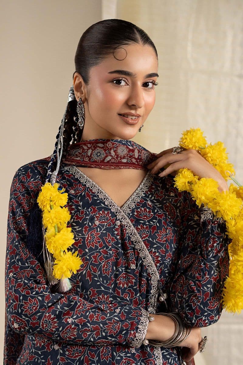 3 Piece Embroidered Raw Silk Suit thumbnail