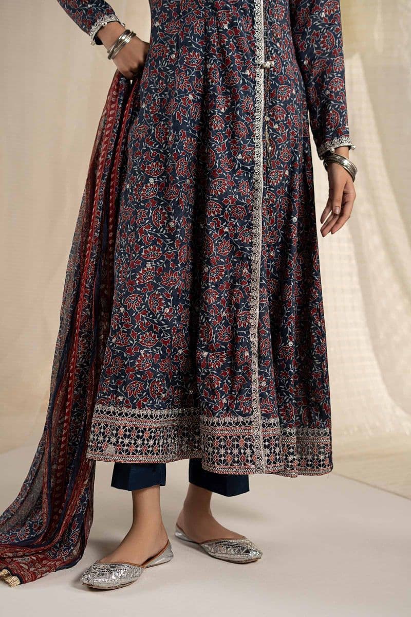 3 Piece Embroidered Raw Silk Suit thumbnail
