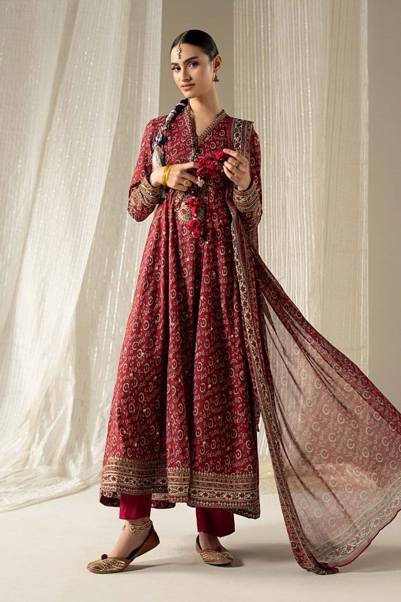 3 Piece Embroidered Raw Silk Suit thumbnail