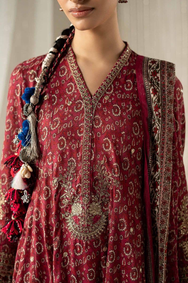 3 Piece Embroidered Raw Silk Suit thumbnail