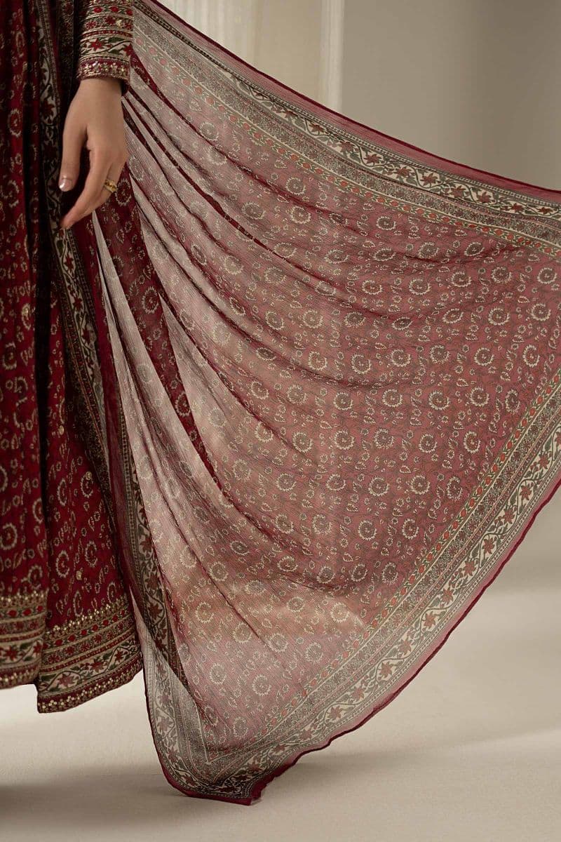 3 Piece Embroidered Raw Silk Suit thumbnail