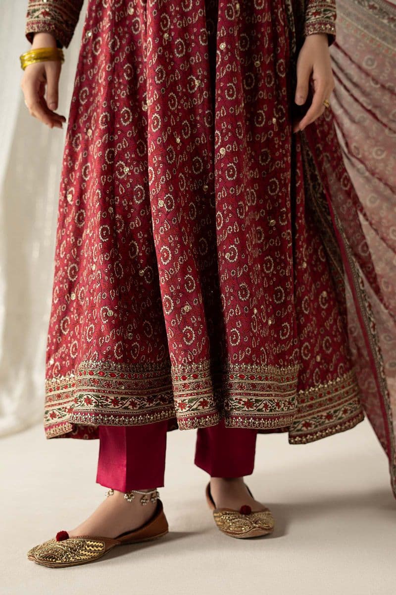 3 Piece Embroidered Raw Silk Suit thumbnail