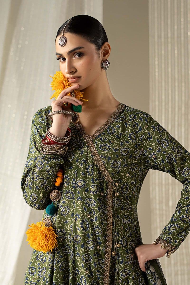 3 Piece Embroidered Raw Silk Suit thumbnail