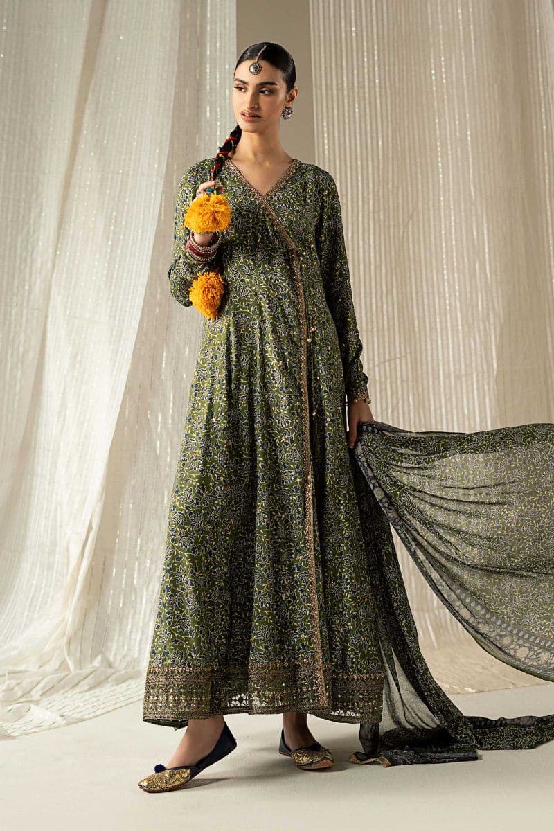 3 Piece Embroidered Raw Silk Suit thumbnail