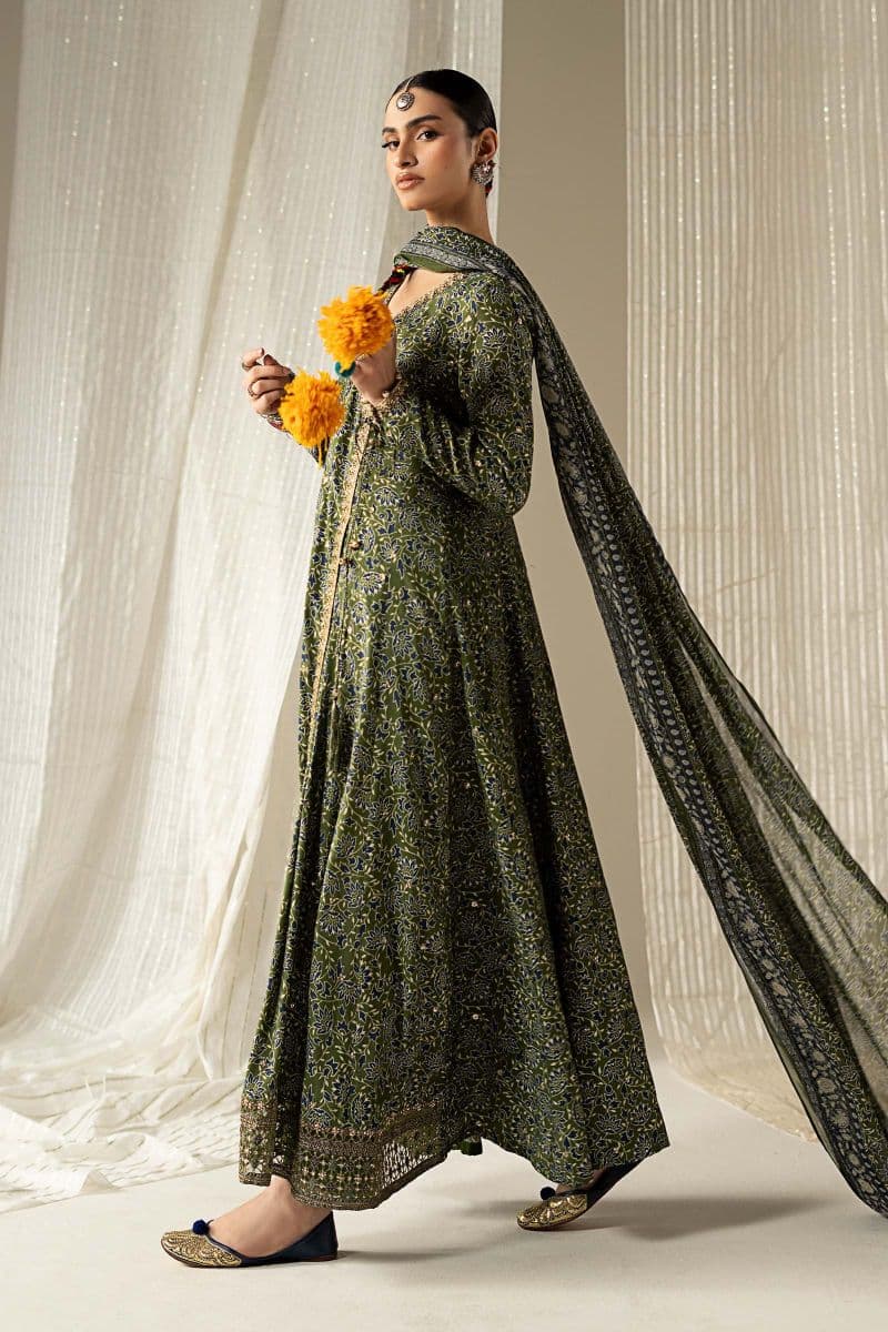 3 Piece Embroidered Raw Silk Suit thumbnail