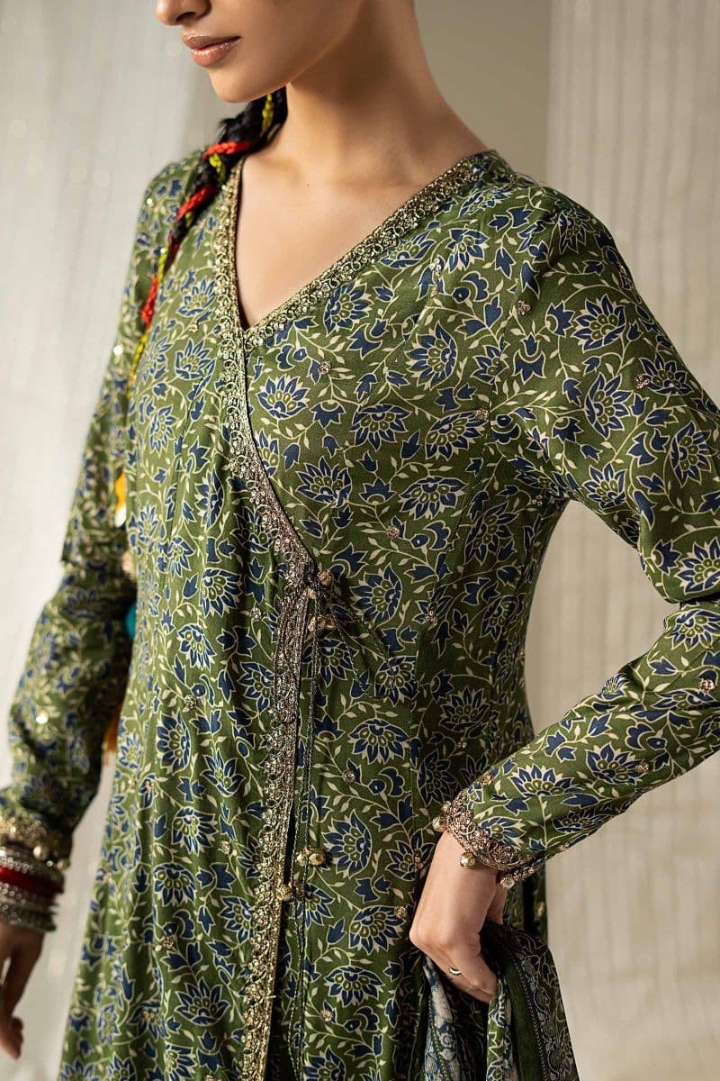 3 Piece Embroidered Raw Silk Suit thumbnail
