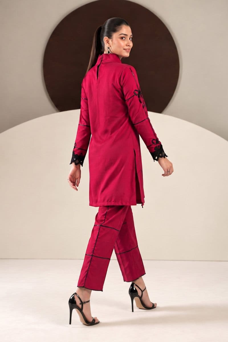 2 Piece Embroidered Dobby Linen Suit