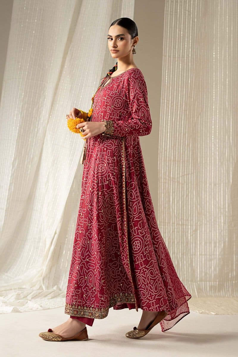 3 Piece Embroidered Raw Silk Suit